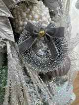 2024 PRE-ORDER:SET OF 2, SISAL WREATH & CANE, SILVER - 12X4CM & 10X8.5CM-Two Turtle Doves Australia