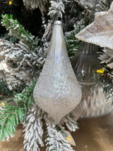 2024 PRE-ORDER: SET OF 2 ASSORTED, WHITE BUBBLED GLASS BAUBLES 17CM & 11.5CM - X367674-Two Turtle Doves Australia