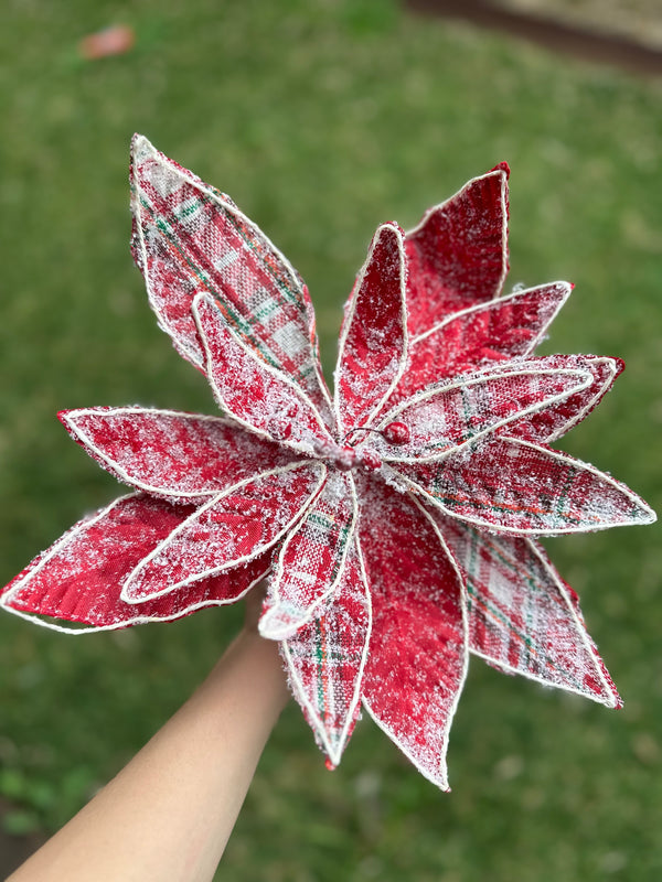 RED & GREEN TARTAN FLOWER-Two Turtle Doves Australia