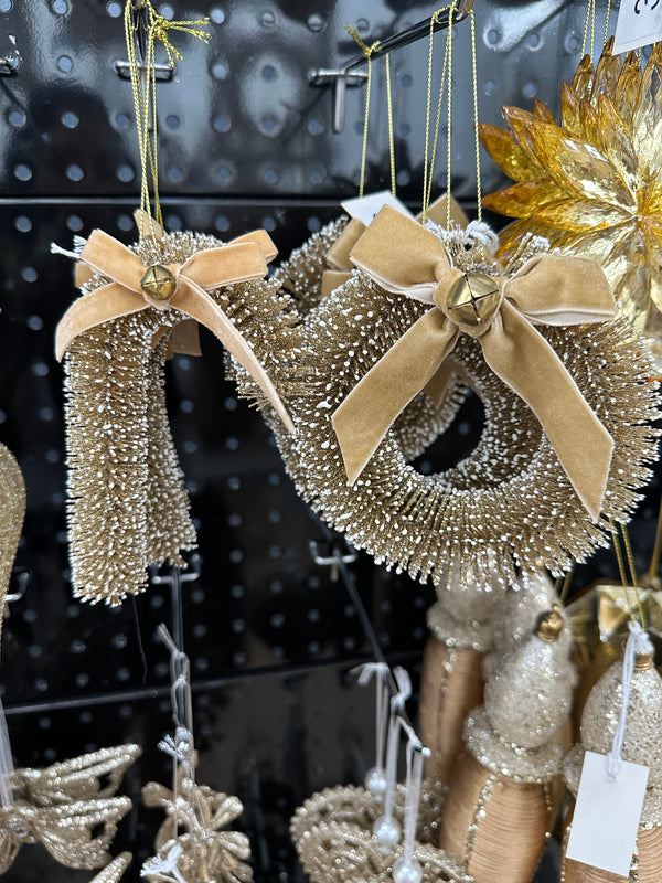 2024 PRE-ORDER: SET OF 2, SISAL WREATH & CANE, CHAMPAGNE - 12X4CM & 10X8.5CM - X375006-Two Turtle Doves Australia