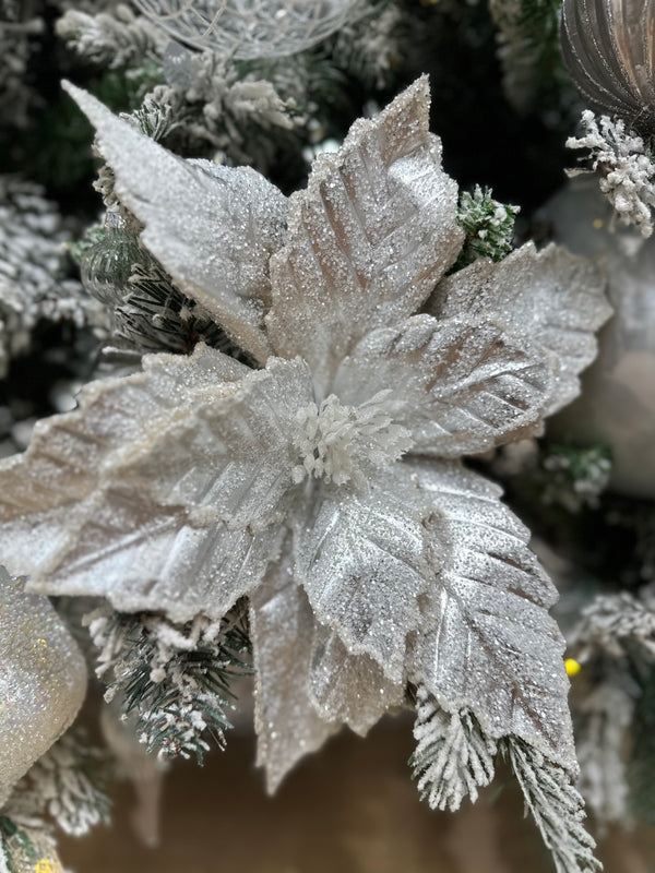 2024 PRE-ORDER: PEARL WHITE POINSETTIA STEM D32CM, WITH A 50CM STEM-Two Turtle Doves Australia