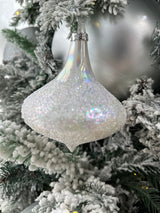 2024 PRE-ORDER: SET OF 2 ASSORTED, WHITE BUBBLED GLASS BAUBLES 17CM & 11.5CM - X367674-Two Turtle Doves Australia