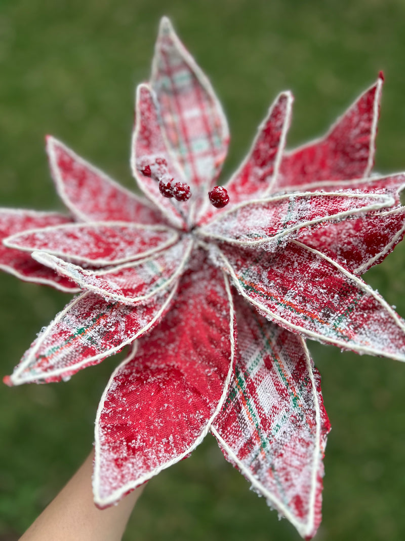 RED & GREEN TARTAN FLOWER-Two Turtle Doves Australia