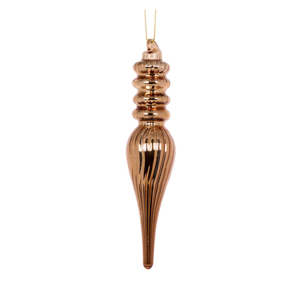 2024 PRE-ORDER: HIGH SHINE GLASS BROWN/BRONZE RIBBED LONG FINIAL - 15X3CM - HIDCI007-Two Turtle Doves Australia