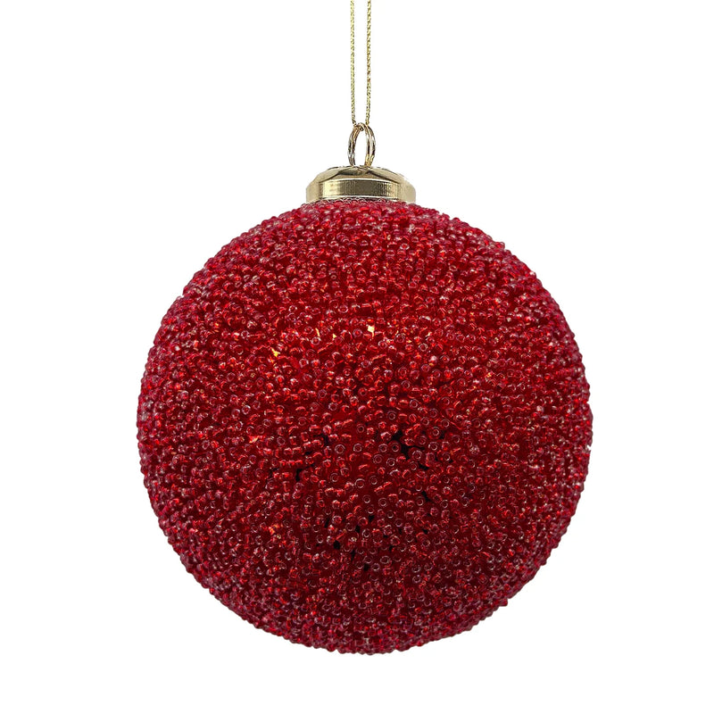 15 CM RED CAVIAR BAUBLE - HIDXM156-Two Turtle Doves Australia