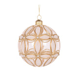 2024 PRE-ORDER: GOLD EMBOSSED GLASS FLEUR 10CM BAUBLE-Two Turtle Doves Australia