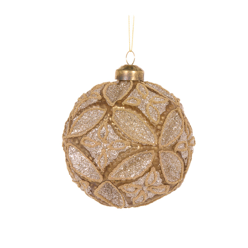 2024 PRE-ORDER: VINTAGE GOLD DIAMOND CUT GLASS 10CM BAUBLE - HIDC1032-Two Turtle Doves Australia