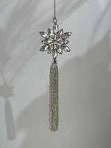 2024 PRE-ORDER: CLEAR GLASS STAR WITH BEADED TASSEL 6CMX20CM-Two Turtle Doves Australia