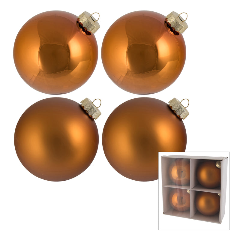 2024 PRE-ORDER: X4 GLASS 10CM BAUBLE COPPER/BRONZE - SXGRBZ4-Two Turtle Doves Australia