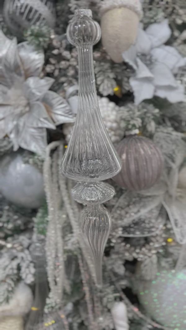 LARGE 35CM CLEAR GLASS ICICLE FINIAL - X367681